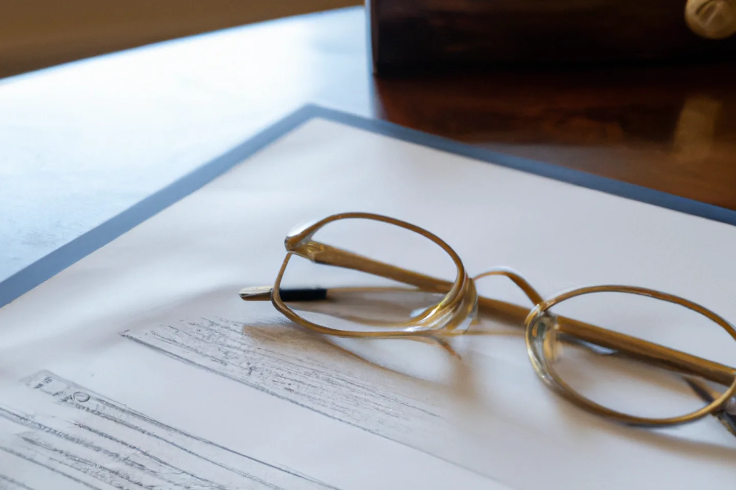 Legal documents for an Indiana land sale on a desk