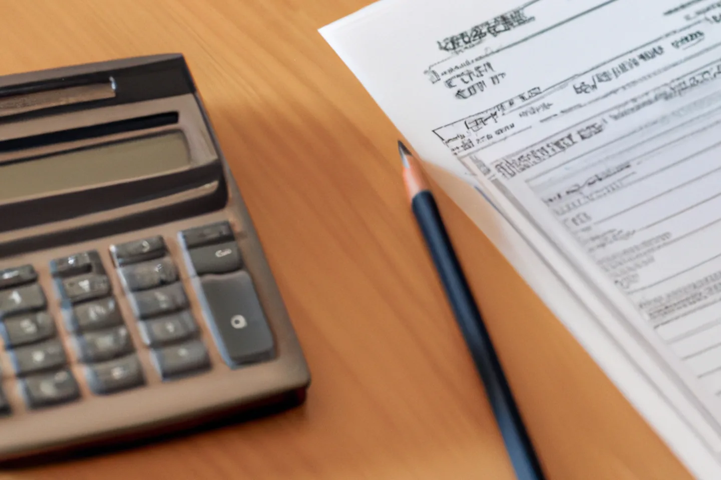 Tax forms, calculator, and Indiana property documents on a desk